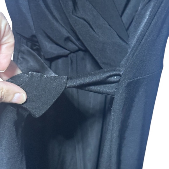DISCO SLINKY WRAP DRAPE DRESS Black Jersey Feel Size 10 - Picture 10 of 16